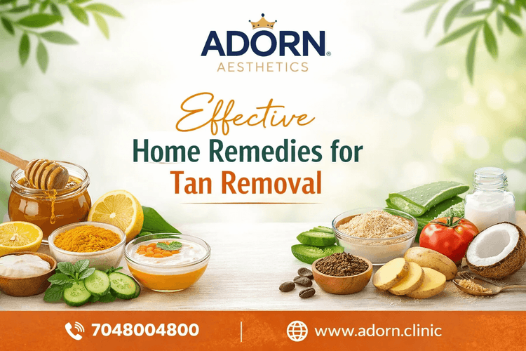 🌿 Effective Home Remedies for Tan Removal – By Adorn Aesthetics Home remedies for skin tan removal